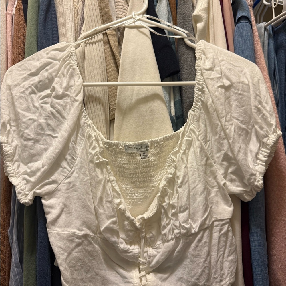 Cute White Puff Sleeve Top
